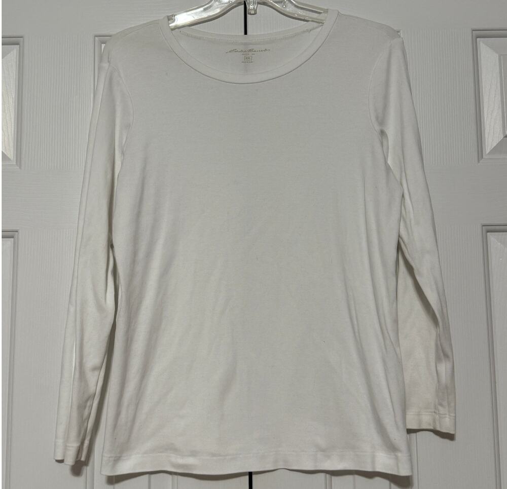 Women's Eddie Bauer Long Sleeve Knit T-Shirt, White, Size XXL